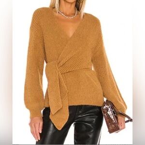 House of Harlow 1960 Khalida Wrap Sweater in Burnt Caramel
